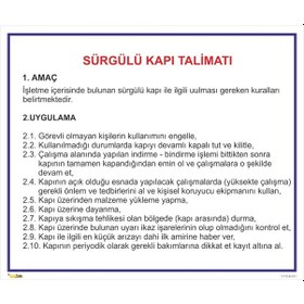 Resim SÜRGÜLÜ KAPI TALİMATI TLM 031 