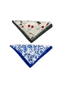 Resim 2 Li Saten Bandana Seti Saten Fular Saten Çanta Aksesuarı Özel Desen Bandana 45x50 Cm Gri - Siyah 