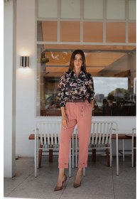 Resim Kadın Yüksek Bel Pileli Pantolon Frn2000 Mercan 