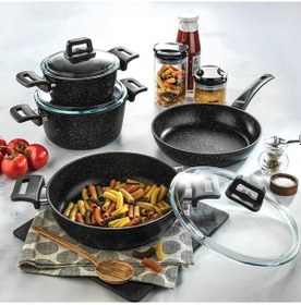 Resim Schafer Savor Yanmaz Yapışmaz 7 Parça Siyah Tencere Seti 