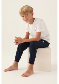Resim U.S. Polo Assn. U.s. Polo Assn Lisanslı Palm Tree Krem Erkek Çocuk Pijama Takımı 5274-43181 Krem 