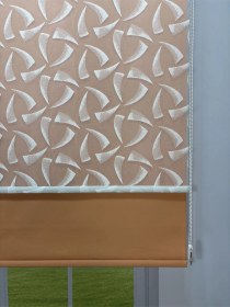 Resim Nova Serisi Üç Yaprak Desenli Çift Mekanizmalı Beyaz Tül Turuncu Stor Perde Turuncu 