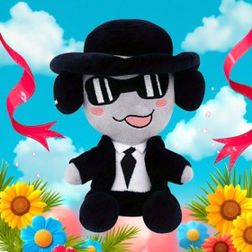 Resim Forsaken Chance Plus Plush Oyuncak - Siyah Şapka ve Gözlü, Siyah Takım ve Kravatlı, Canlı Çiçek Arka Planlı, Yumuşak Dolgulu Koleksiyonluk Doğum Günü Hediyeleri, Gençler Odası Dekoru, Koleksiyonluk Plushie, Eğlenceli Tasarım, Dayanıklı Dolgulu Hayvan 