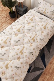 Resim BelezaHome Zürafa Zebra Desenli Tek Kişilik Çocuk Yorganı Uyku Seti 