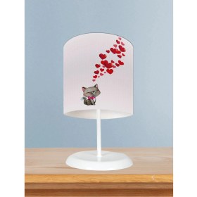 Resim Home Bebek ve Çocuk Odası Kedi ve Kalp Desenli Abajur 