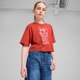 Resim Puma Graphics Length Çocuk Kırmızı T-Shirt 