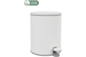 Resim Pedallı Banyo Mutfak Çöp Kovası 6 Lt Beyaz ve Gri, Dayanıklı ve Şık Tasarım 