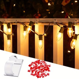 Resim 30 adet Yapışkan Kablo Klipsi, Açık Hava için, Noel Işıkları Klipsleri, Dekorasyon Klipsleri, Kendinden Yapışkanlı Kanca Kablo Yönetimi Tel Tutucu, Peri Işığı Aksesuarları, (Açık) 