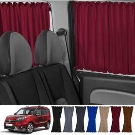 Resim Oto Pandami Fiat Doblo Iı Kısa Şase 2010-2023 Uyumlu Bordo Raylı Oto Perde Takımı 