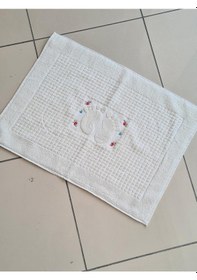 Resim Güldestan Nakışlı Ayak Havlusu Beyaz Beyaz 