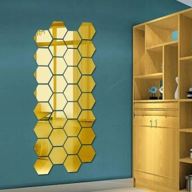 Resim Yapışkanlı Akrilik Gold Ayna Seti 12 Adet 