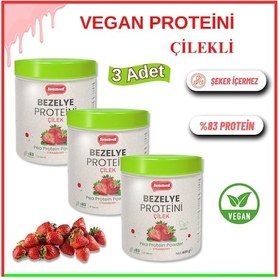 Resim Sweetwell Çilek Aromalı Vegan Bezelye Proteini Tozu 3 x 400 G 