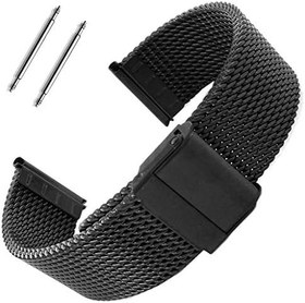 Resim Siyah Kalın Hasır Paslanmaz Çelik Saat Kordonu18-20-22-24mm Kayış 