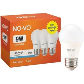 Resim Luz&pos No-vo 3lü Avantaj Paket 9w Beyaz Led Ampul E27 806lm 6500k 15.000 Saat Ömür 