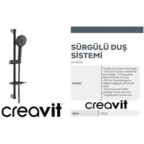 Resim Creavit Sürgülü Duş Seti Siyah Mat Sh493S Siyah 
