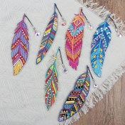 Resim 6 Adet Kitap Ayracı Elmas Boyama DIY Tüy Kitap Ayracı Ev Ofis Okul Sınıfı Kristal Kolye Kitap Ayracı 5D Elmas Boyama Başlangıçlar İçin Uygun Noel El Yapımı Hediye 