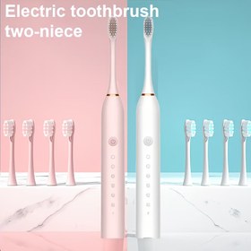 Resim 2 Paket Sekiz Başlıklı Ultrasonik Elektrikli Diş Fırçası, 6 Mod ve Akıllı Zamanlayıcı ile, Şarj Edilebilir USB Ağız Bakımı, Erkekler ve Kadınlar için, 8 Yedek Yumuşak Kıl Fırça Başlığı ile Hassas Diş Etleri ve Dişler için. Noel, Sevgililer Günü, Doğum Günü Hediyeleri ve Daha Fazlası için Uygun. 