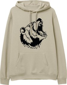 Resim Bear Big Baskılı Krem Hoodie 