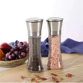 Resim Matar Endüstriyel Mutfak Ekipmanları Karabiber Tuz Değirmeni 2li Set Metal Seramik Öğütücülü Yükseklik 19cm 