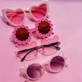 Resim 2'li/3’lü/'4‘lü Çift Kalpli Göz Setler - Pembe & Kırmızı Şeytan gözi ve Yuvarlak Partili Camlar, kalp şeklinde çerçeklemeye sahip dekoratif lens – Genişletilmiş plastik cam genç çağ işaretleyiciler dozu olarak uygun Dozajsiz 