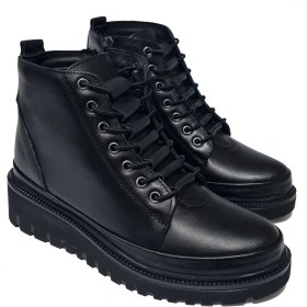 Resim Voyager Kadın Kapalı Bağcıklı Dolgu Topuklu Deri Bot 7685-1 