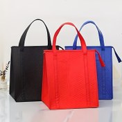 Resim 1-Paket Taşınabilir Yeniden Kullanılabilir Alışveriş Çantası - Dayanıklı Non-Woven Kumaş, Yüksek Kalite ve Hafif, Sağlam Tutacaklar, Gıda Teması Yok, Siyah/Kırmızı/Mavi, Market Malzemeleri, Seyahat, Plaj, Piknikler, Yeniden Kullanılabilir Alışveriş Çantaları, Market Taşıma Çözümü, Modern Tote Tasarımı, Sağlam Tutacaklı Tote 