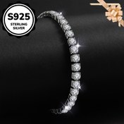 Resim 925 Gümüş Rhinestone Tenis Bileklik, Tek Sıra Tam İnci Tenis Zinciri, Klasik Lüks Stil Tüm Mevsimler İçin Uygun, Mükemmel Hediye ve Günlük Giyim, Kadınlar İçin Bileklik 