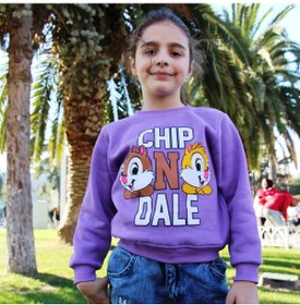 Resim Chıp One Dale Baskılı Kız Çocuk Sweatshirt Mor 