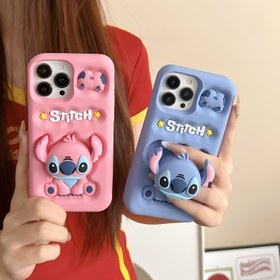 Resim Disney Stitch karakteri ile 3D silikon telefon kılıfı, durdurucu ile birlikte for iphone modelleri 16/15/14/13/12/11/XS/XR/X Plus Pro Max için uygun. Sevimli ve şık bir karikatür ile mükemmel bir hediye seçeneği. 