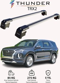 Resim Hyundaı Palısade 2020-sonrası Trx2 Thunder Carrier Kilitli Ara Atkı Taşıyıcı Tavan Barı Siyah 