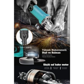 Resim Yüksek Performanslı 125 mm Taşlama Makinesi, 6 Kademeli Hız Ayarı, Uzun Kuyruk, Mavi 