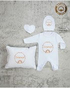 Resim yzc home size dair... K103ty Isme Özel Isimli Baskılı Bebek Yastık Tulum Şapka Eldiven Set Hastane Çıkışı 