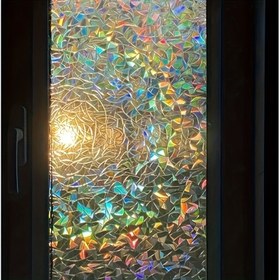 Resim Renkli Geometrik Vinil Pencere Mahremiyet Filmi Yeniden Kullanılabilir Yüksek Kaliteli Yapışkan Olmayan Stickerlar Koruma Bohem Gökkuşağı 3D Statik Tutunma Pencere Çıkartmaları - Yatak Odası ve Oturma Odası Dekoru için Kolay Uygulanır ve Çıkarılır 