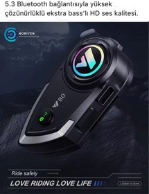 Resim Y80 Yeni Nesil Motosiklet Kask Interkom Mikrofonlu Gürültü Engelleyici Işıklı 5.3 Bluetooth Kulaklık 