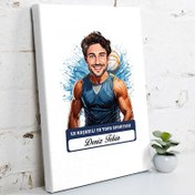 Resim Karikatürlü Erkek Su Topu Oyuncusu Kanvas Tablo 