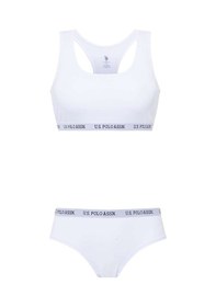 Resim U.S. Polo Assn. Kadın Beyaz Sporcu Büstiyer Şort Set 65003 Beyaz 