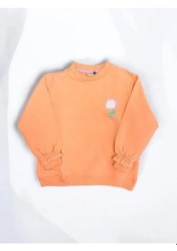 Resim Zekids Kız Bebek Çiçek Baskılı Basic Sweatshirt-14453 Somon 