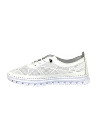 Resim Taşpınar %100 Hakiki Deri Kadın Ortopedik Yazlık Günlük Akıllı Lastik Bağcıklı Ayakkabı 36-41 Beyaz 