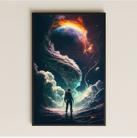 Resim Spiralle Yükselen Gezegen Temalı Astronot Pleksi Tablo - Kozmik Enerji Ve Rüya 