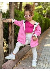 Resim Modavals Kız Çocuk Puantiyeli Çift Taraflı Açık Krem&pembe Yağmurluk 489756231 Pembe 