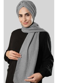 Resim Hürrem Bone Gri Kışlık Kendinden Atkılı Peluş Tesettür Bone Jakar Düz 2329 15 Gri 