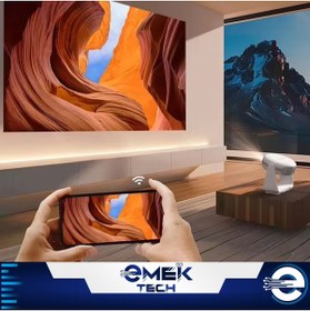 Resim PİNK İTHALAT Taşınabilir Yüksek Performanslı 4K Sinema Projektörü Şarjlı Bluetooth Android Hoparlörlü Işıklı 
