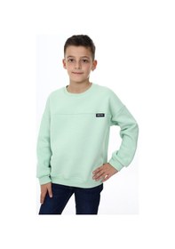 Resim Toontoy Kids Toontoy Erkek Çocuk Relax Fit Bisiklet Yaka Düşük Omuz Baskılı Parçalı Sweatshirt - 2 İplik Su Yeşili 