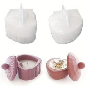 Resim Kapaklı Silikon Kalp Kutu Reçine Döküm Kalıpları - Takı Mum Tutucu Süs Tepsi Kalıbı DIY Reçine Beton Sanat El Sanatları, Sevgililer Günü Düğün Dekoru - Güç Gerektirmez 