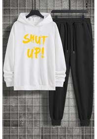 Resim Unisex Shut Up Baskılı Eşofman Takımı Beyaz 