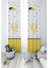 Resim Mekta Home Bebek Ve Çocuk Odası Uçan Balon Desenli 2 Kanat Fon Perde 