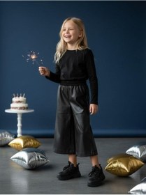 Resim Zekids Kız Çocuk Deri Pantolon-16482 Siyah 