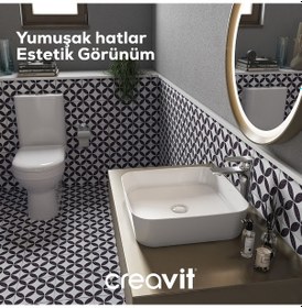 Resim Creavit Letoon Rim-off Thermoplast Yavaş Kapanan Klozet Kapaklı Beyaz Set 