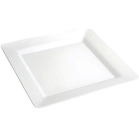 Resim Plastik Porselen Görünümlü Kare Beyaz Tabak 18 Cm 10 Adet 