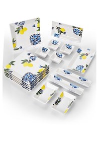 Resim Piatti Naturali 16 Parça 6 Kişilik Limon Kahvaltı Takımı Handmade Sunum Set Çok Renkli 